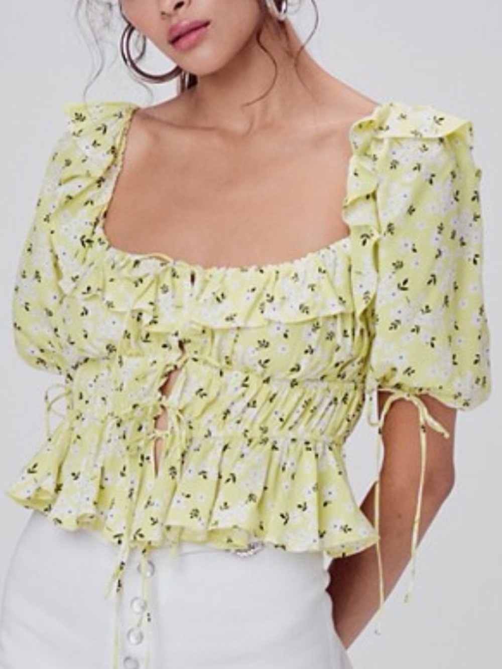 For Love and lemons yellow floral top small
